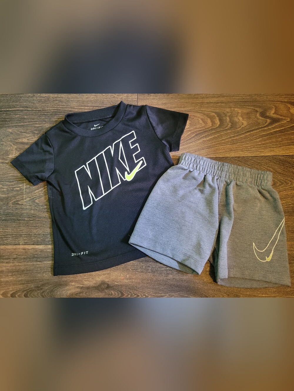 Nike Black Top Gray Athletic Shorts Dri-fit 12mth 9-12mth Outfit Matching Set